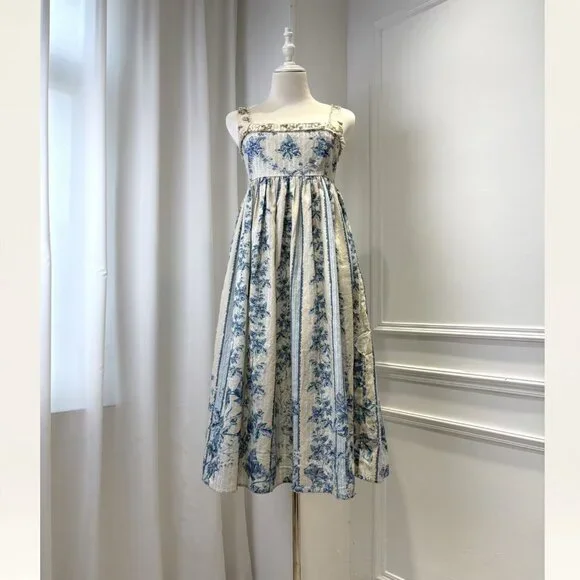 Agua by Agua Bendita Barbara Bougainvillea embellished printed linen midi dress - Picture 4 of 15